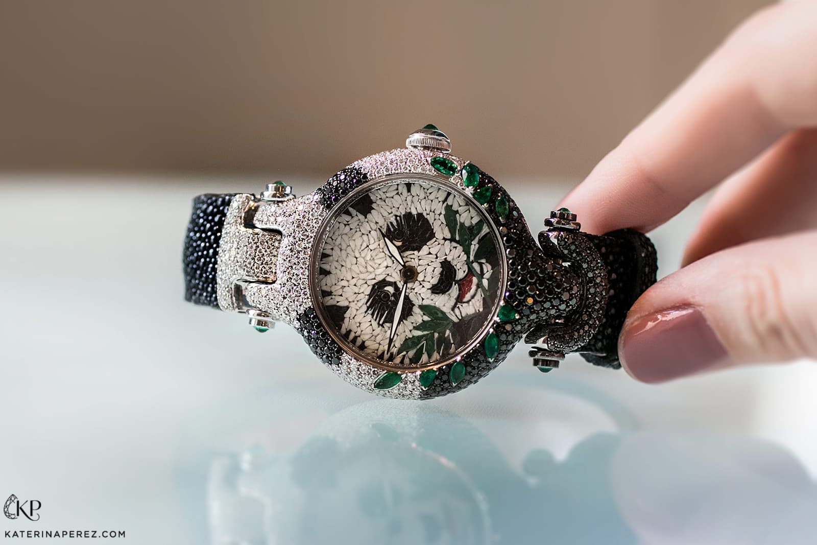  The Panda watch is part of the Animalia collection, which uses the nano-mosaic technique to give the dials a three-dimensional, motion-filled look