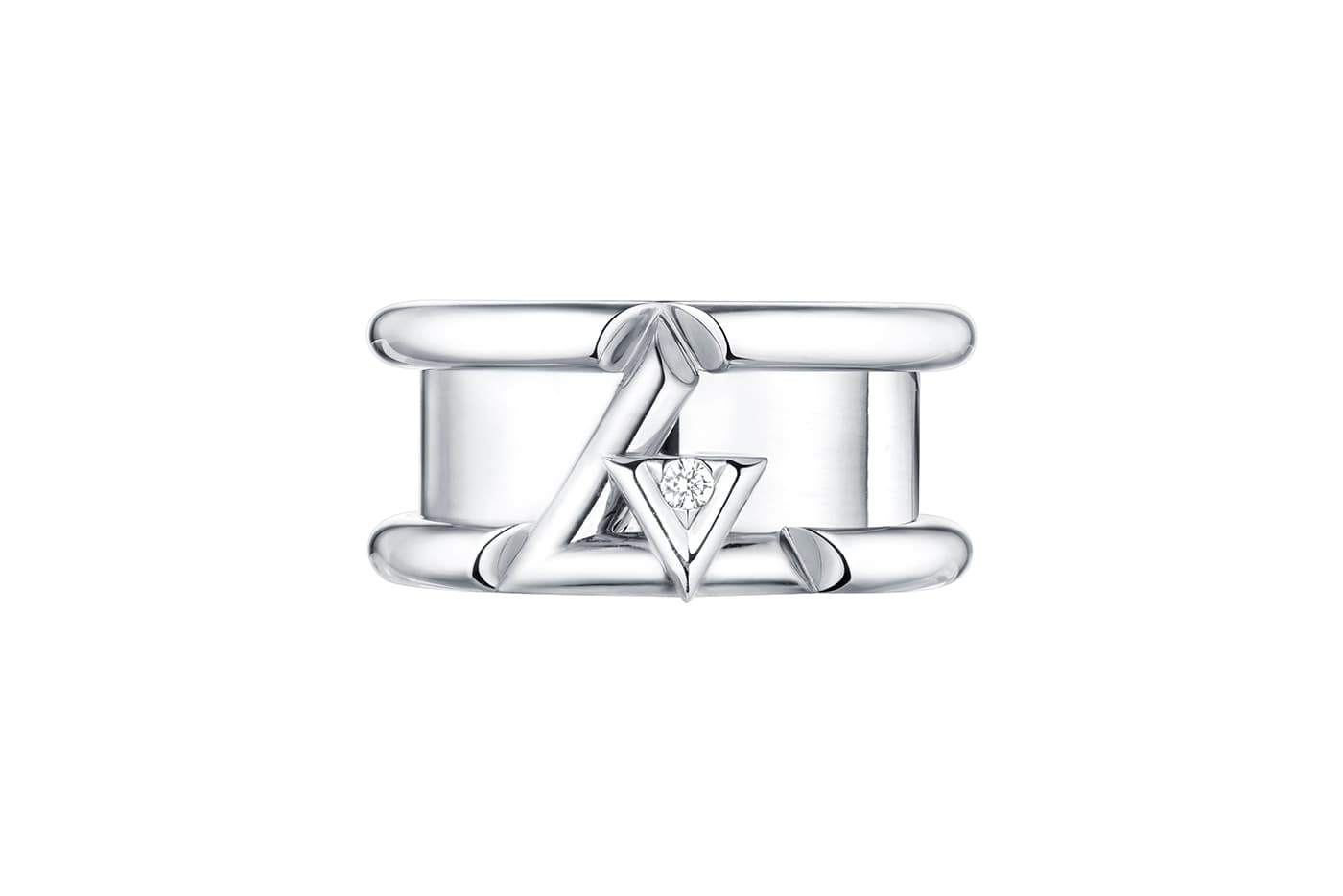 Fashion Louis Vuitton LV Volt Silver V-shaped Paved Diamonds
