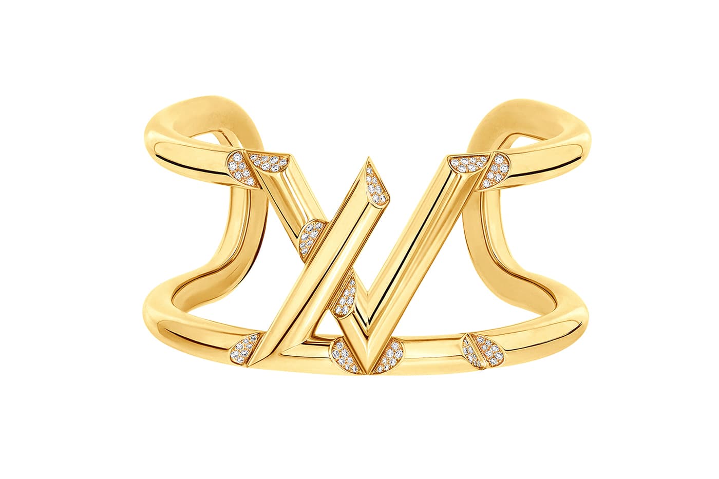  Louis Vuitton LV Volt cuff in 18 carat yellow gold and diamonds