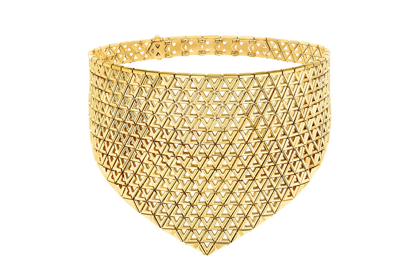 Louis Vuitton LV Volt necklace in 18 carat yellow gold. The design mimics the shape of a bandana