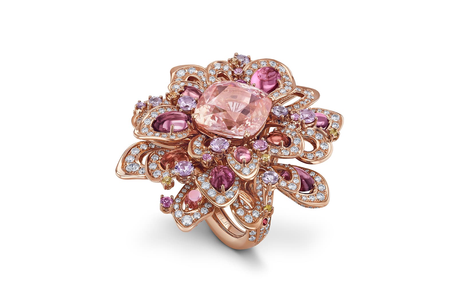 Gübelin Jewellery Rising Lotus Padparadscha sapphire ring