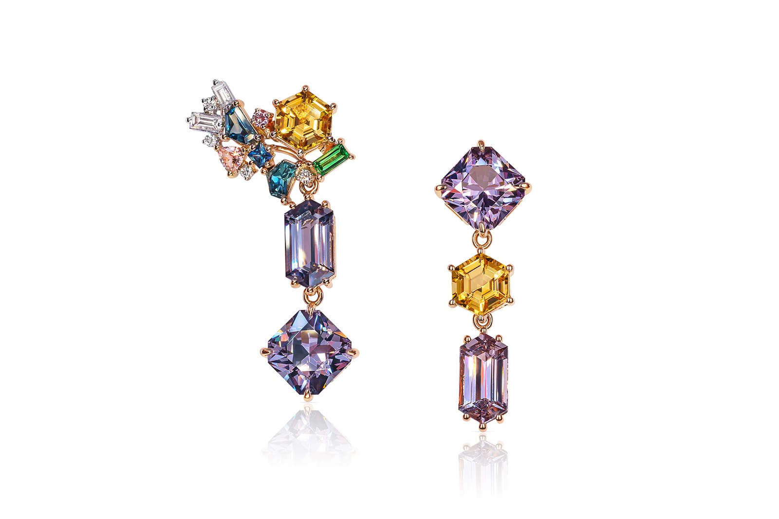  Customisable, asymmetrical, interchangeable earrings are a signature of Madly