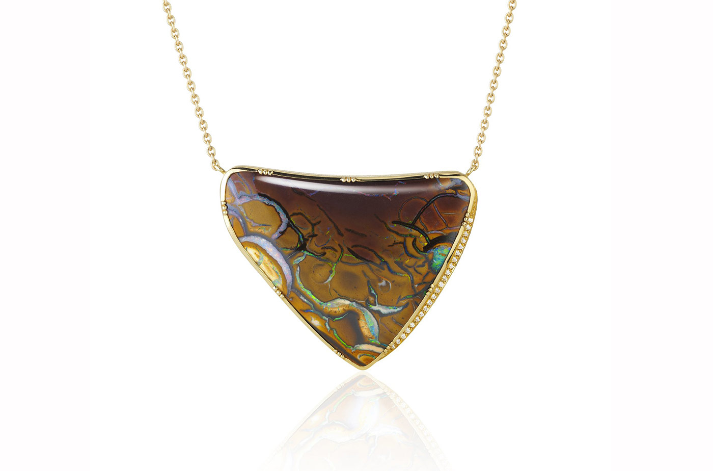  Brooke Gregson Boulder opal halo diamond necklace