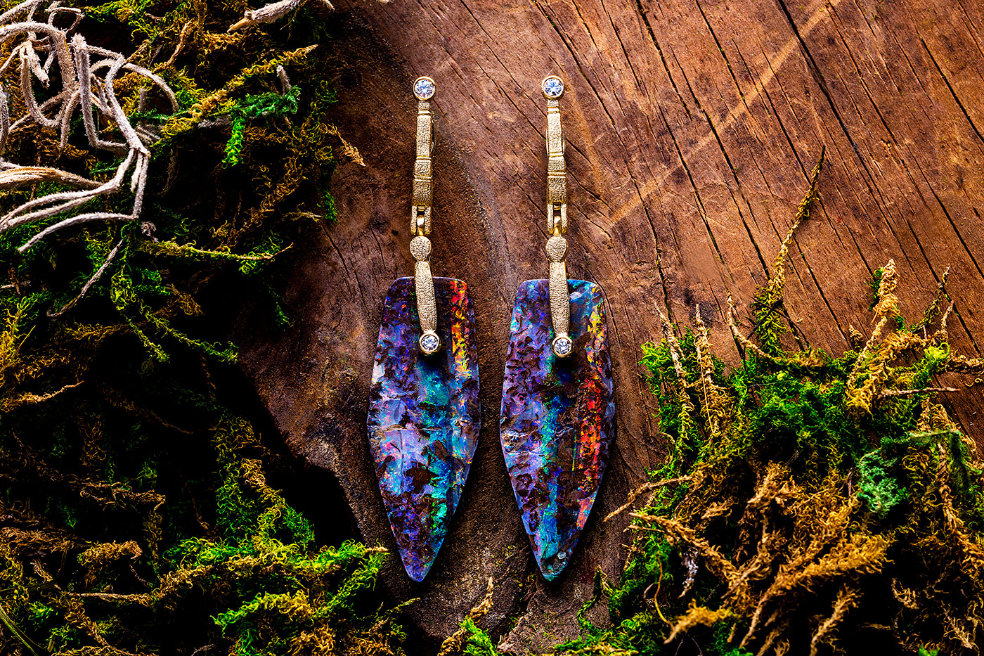 Alex Sepkus Boulder opal and diamond earrings