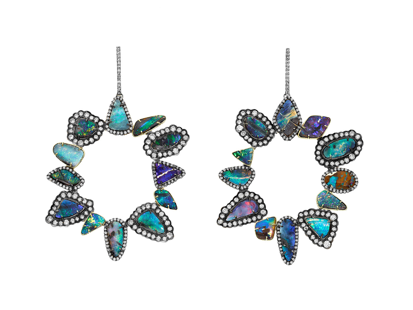  Kimberly McDonald Boulder opal and diamond open frame earrings