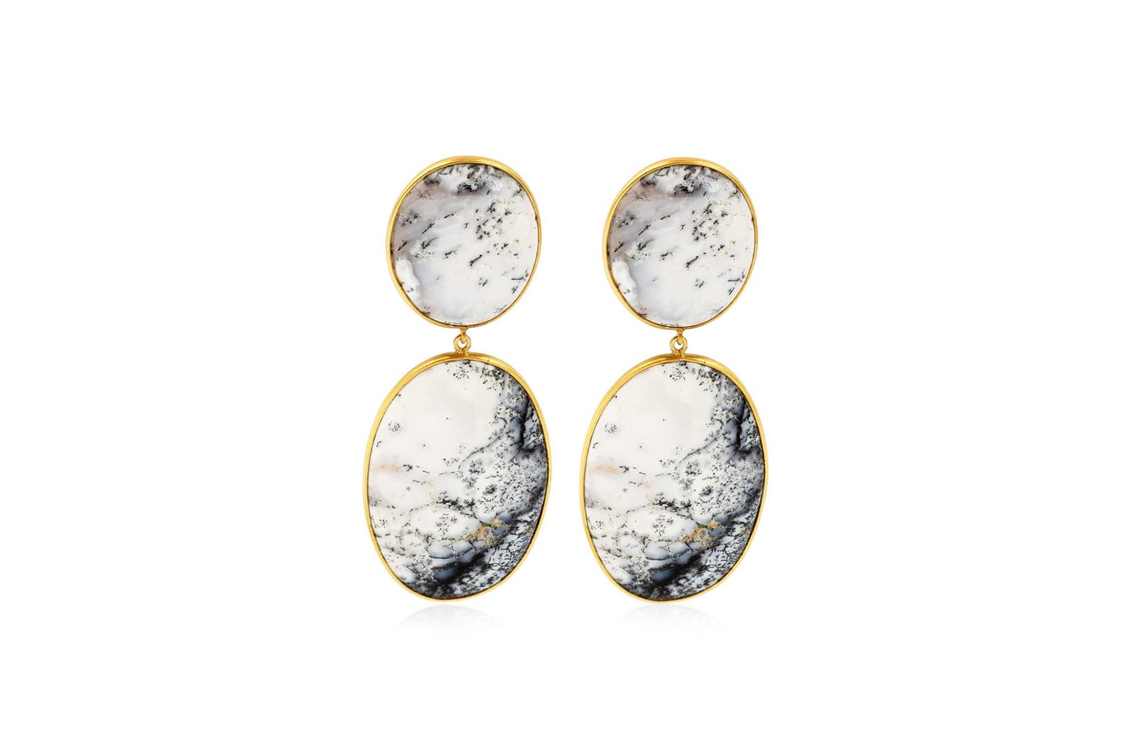  Bahina dendritic opal earrings in 18 carat yellow gold