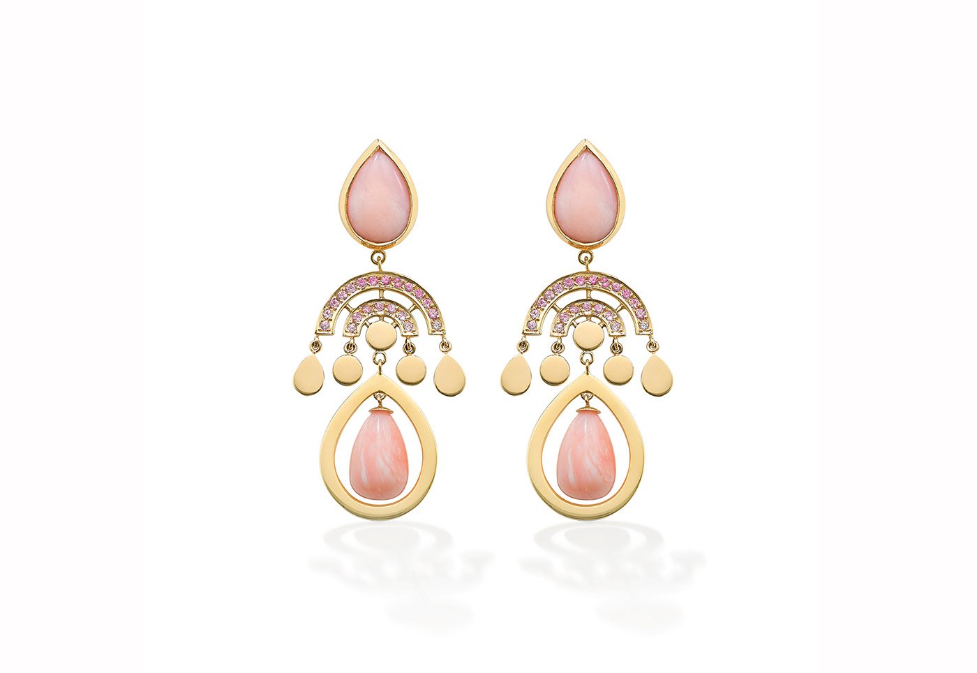  Robinson Pelham pink opal and sapphire Siren earrings