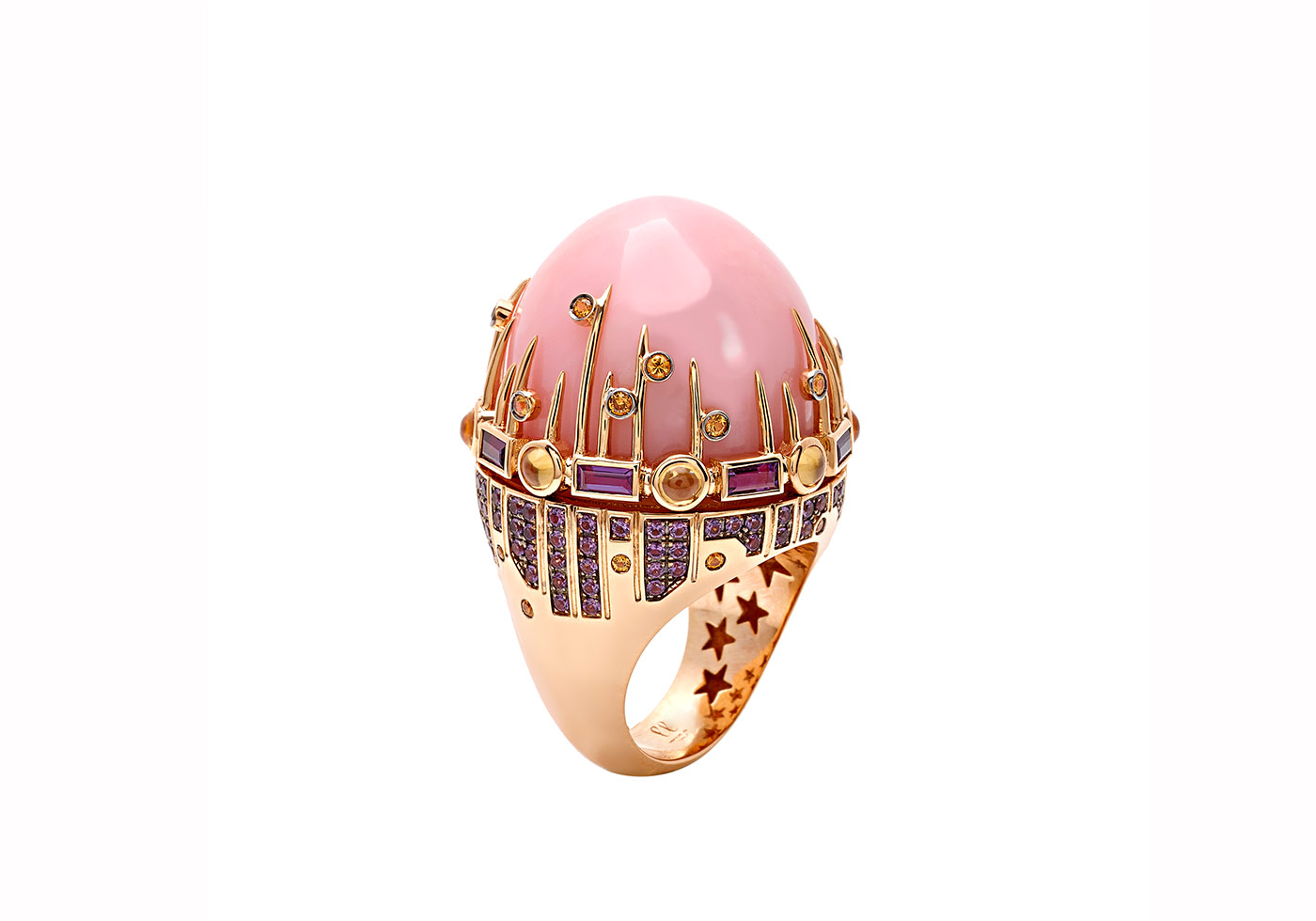  Francesca Villa Above the Clouds pink opal ring with amethysts and mandarin garnets