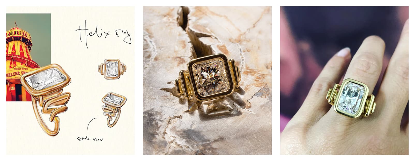 Жемчужина новой коллекции Livewire Джессики МакКормак - кольцо Helix с бриллиантом огранки Radiant 16.23ct или 5.70ct
