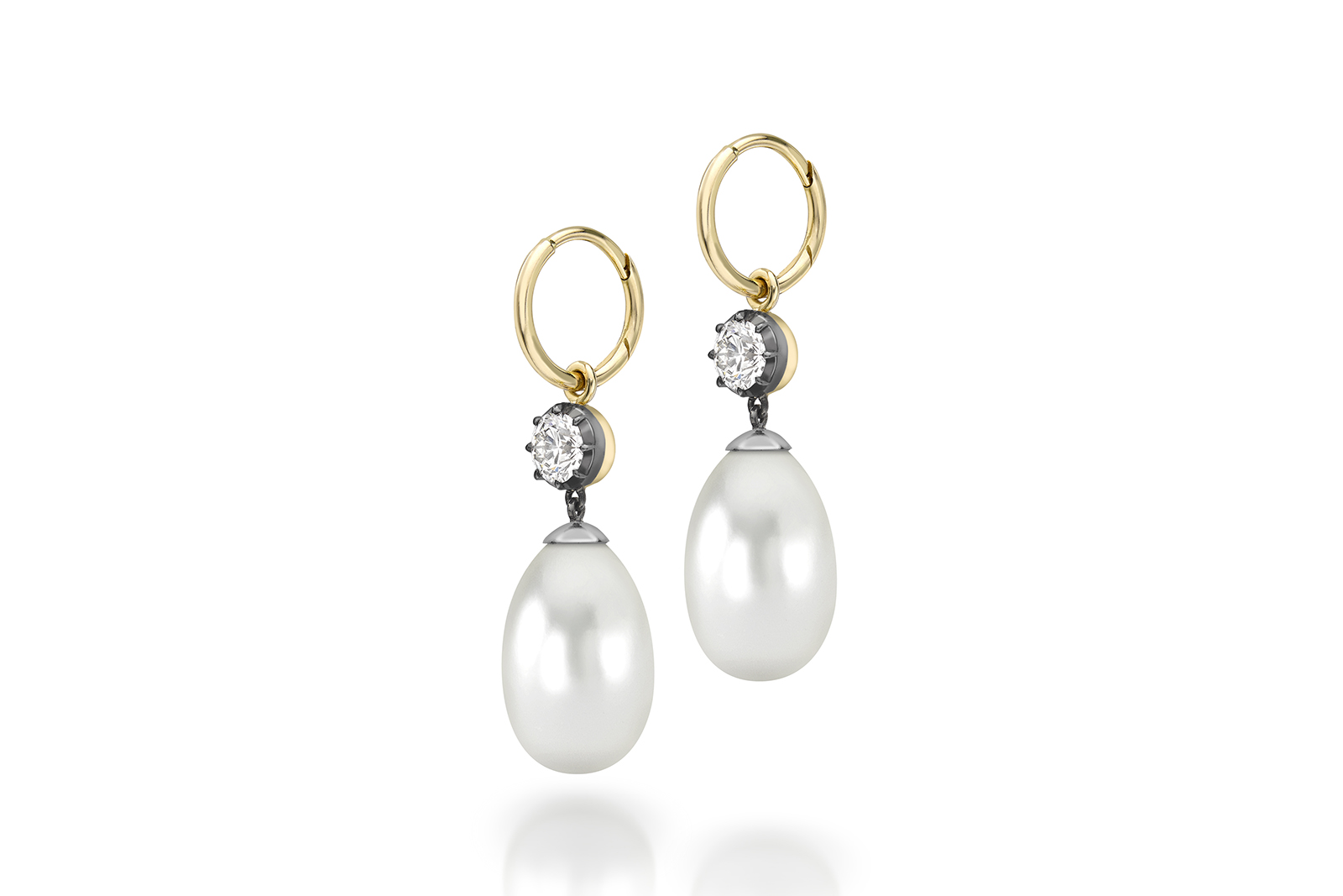  Jessica McCormack x Emilia Wickstead pearl and diamond gypset hoop earrings