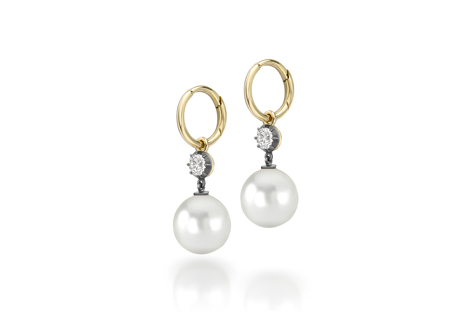  Jessica McCormack x Emilia Wickstead pearl and diamond gypset hoop earrings