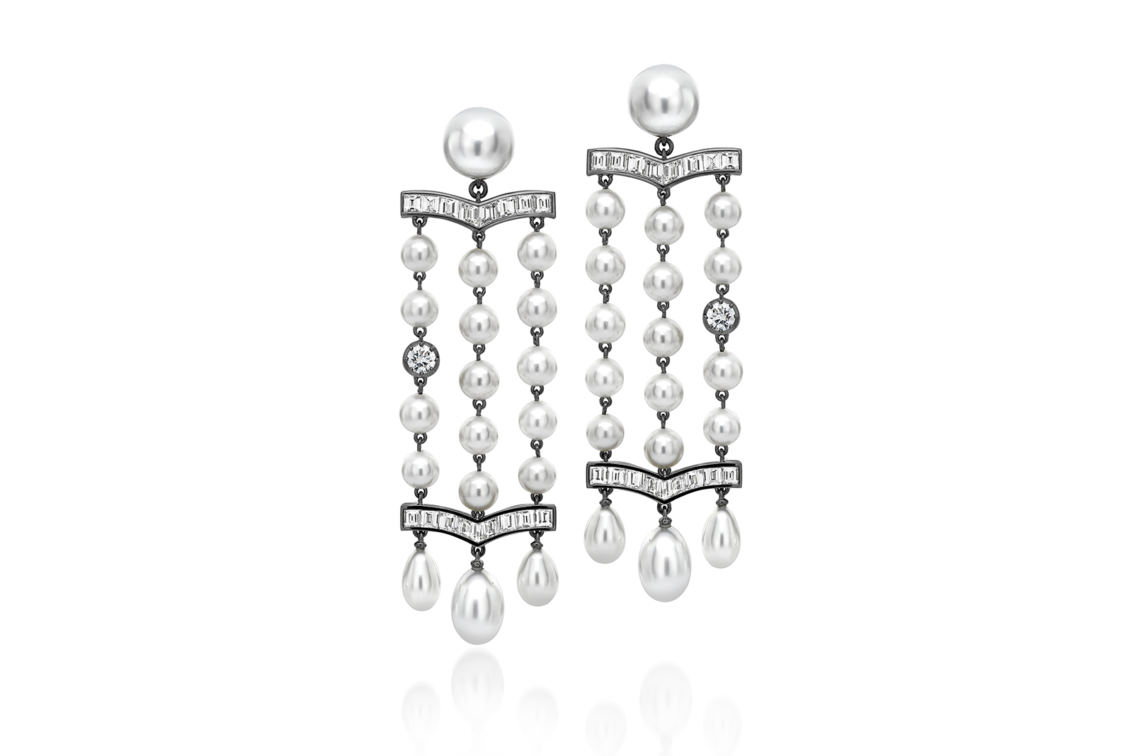  Jessica McCormack x Emilia Wickstead pearl and diamond chandelier earrings