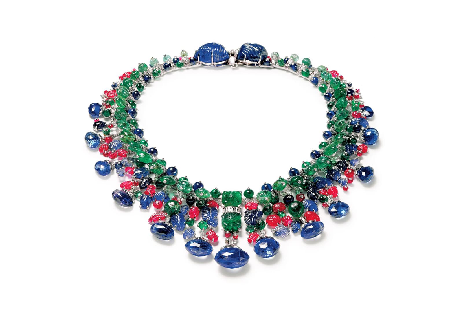  Daisy Fellowes' iconic Tutti Frutti necklace, designed by Cartier in 1936, is set with carved gemstones from India