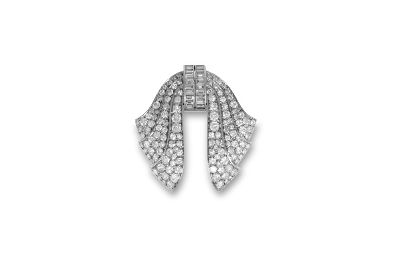  Signed Dusausoy Art Deco platinum and diamond brooch, circa 1930. Credit: Symbolic & Chase