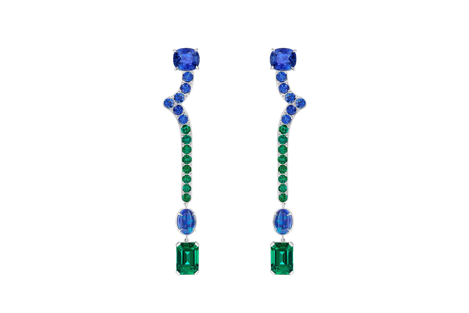  Louis Vuitton Stellar Times Céleste sapphire and emerald earrings