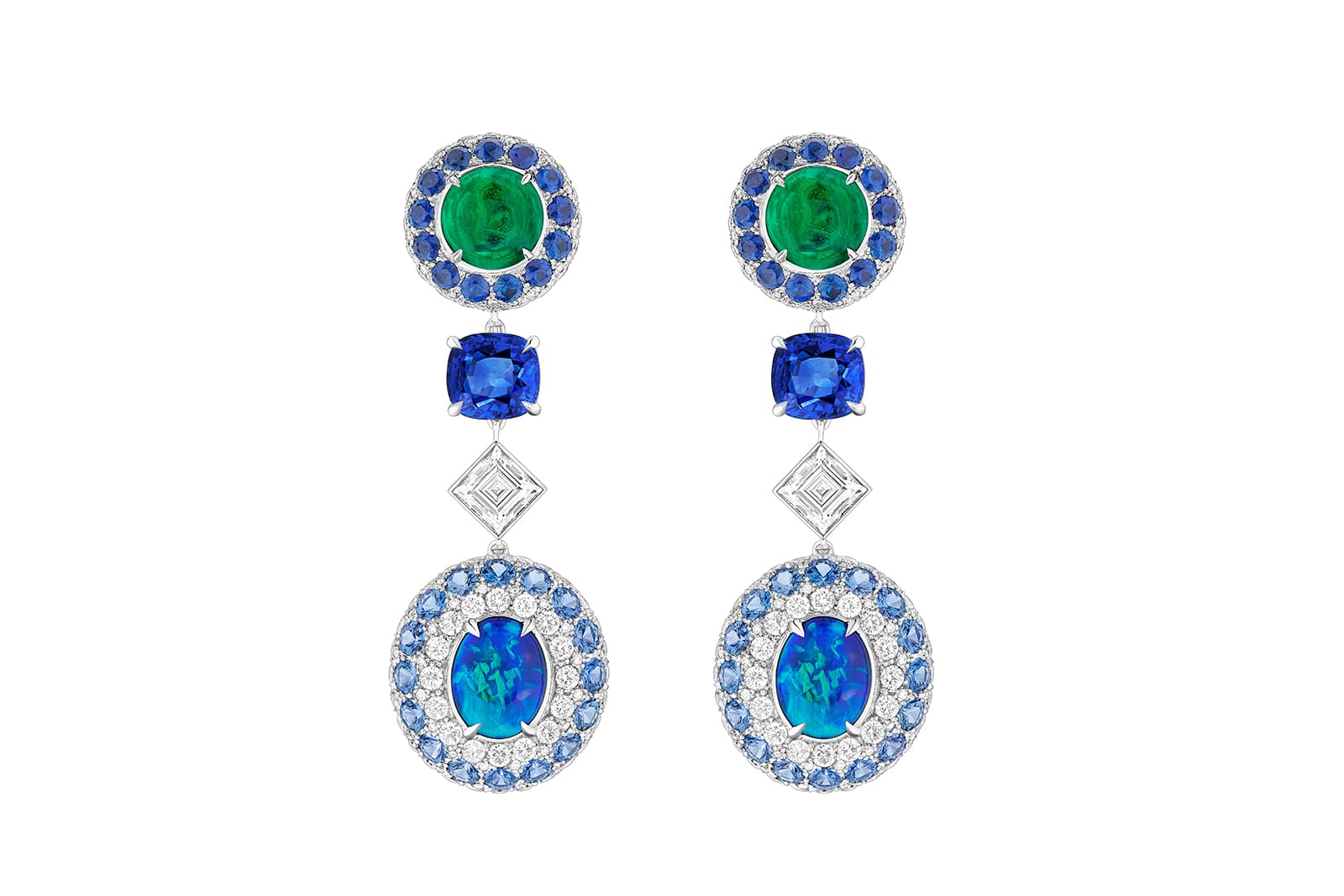  Louis Vuitton Stellar Times Céleste opal, sapphire, emerald and diamond earrings