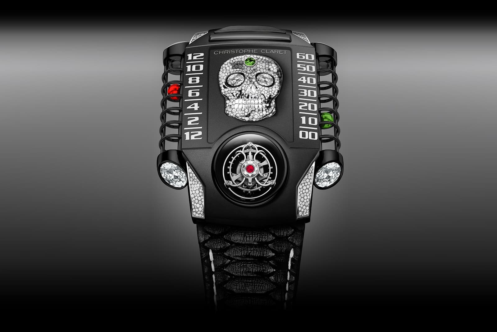 The mechanics of telling the time on Christophe Claret's X-Trem -1 Calavera watch are mind-blowingly complex