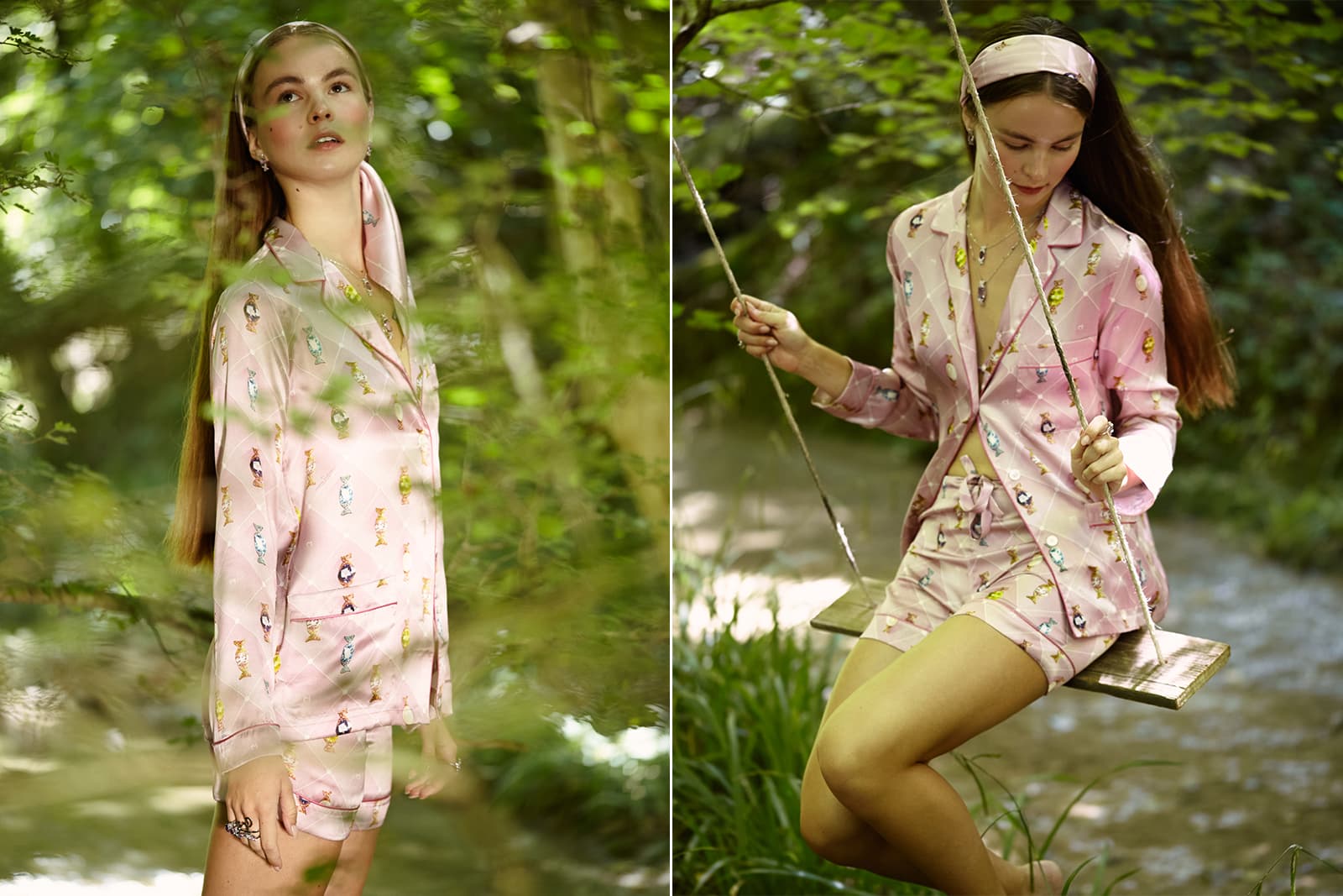  Vanessa Martinelli Caramella silk jacket and shorts