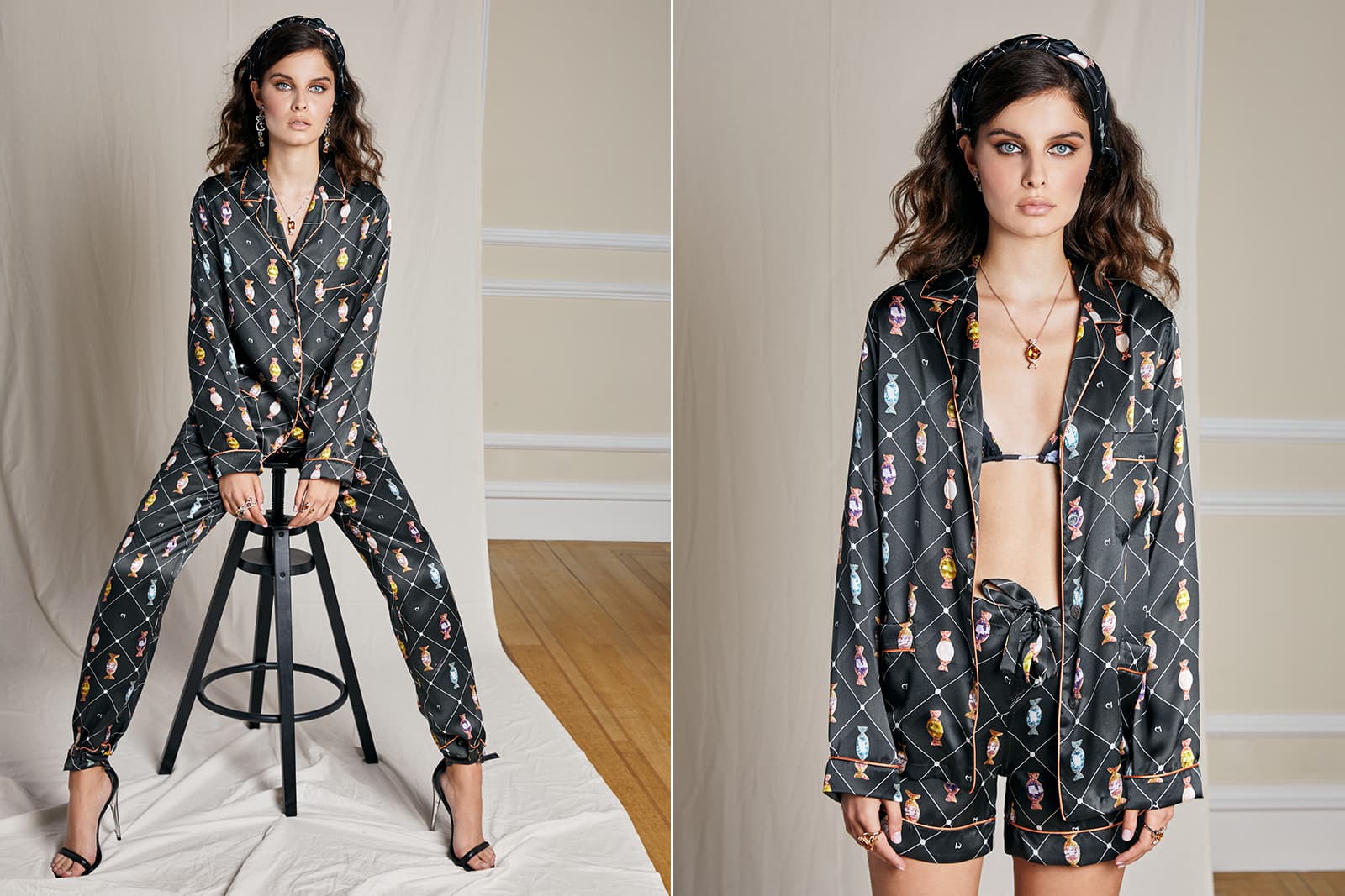  Vanessa Martinelli Caramella silk jacket and pants