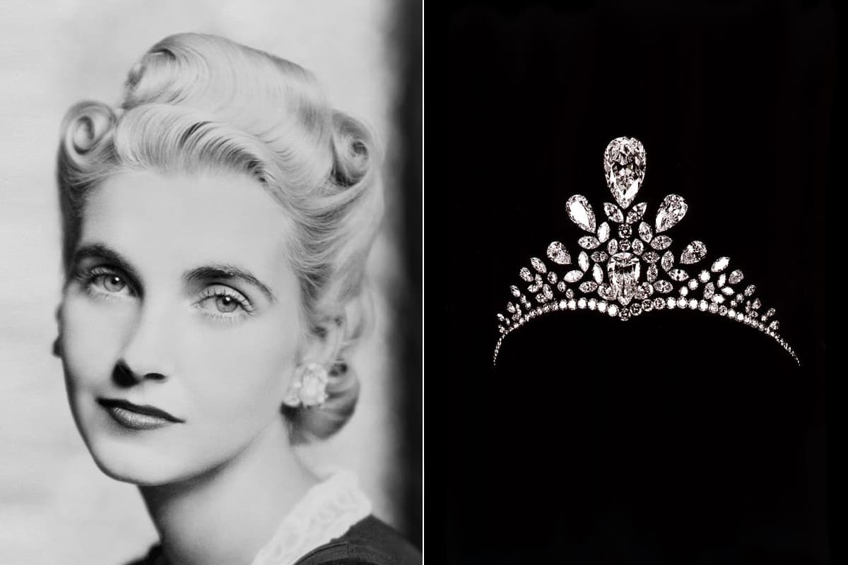  Hutton's Van Cleef & Arpels tiara (1967), adorned with 22 pear-cut diamonds