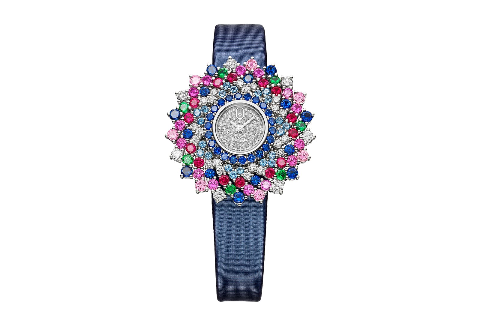  Harry Winston Kaleidoscope high jewellery watch, set with sapphires, rubies, aquamarines, tsavorites and diamonds