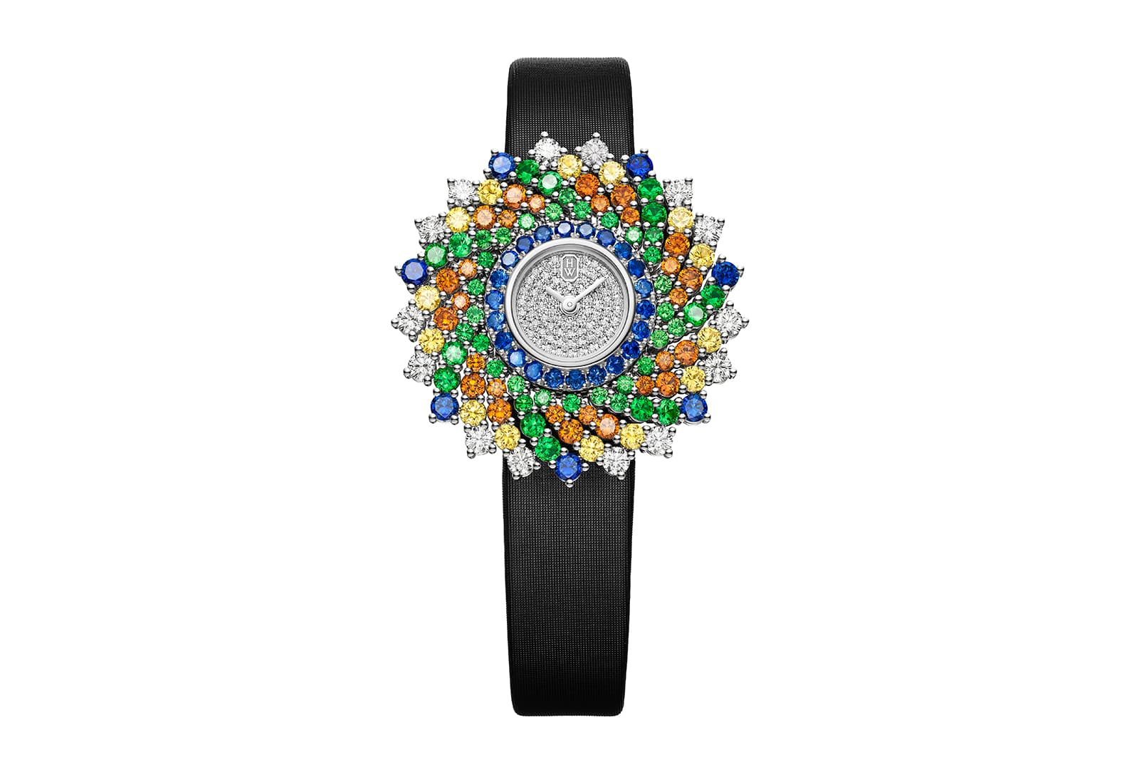  Harry Winston Kaleidoscope high jewellery watch, set with spessartite garnets, tsavorites, sapphires and diamonds