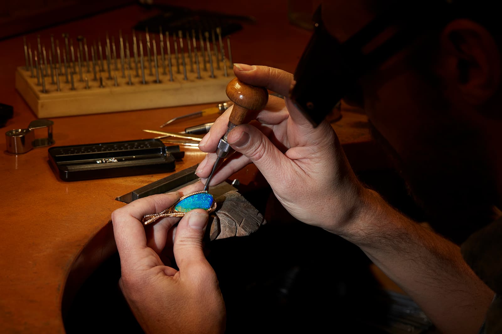  The rough opals are transported back to Opal Minded's Sydney atelier, where all its jewels are crafted