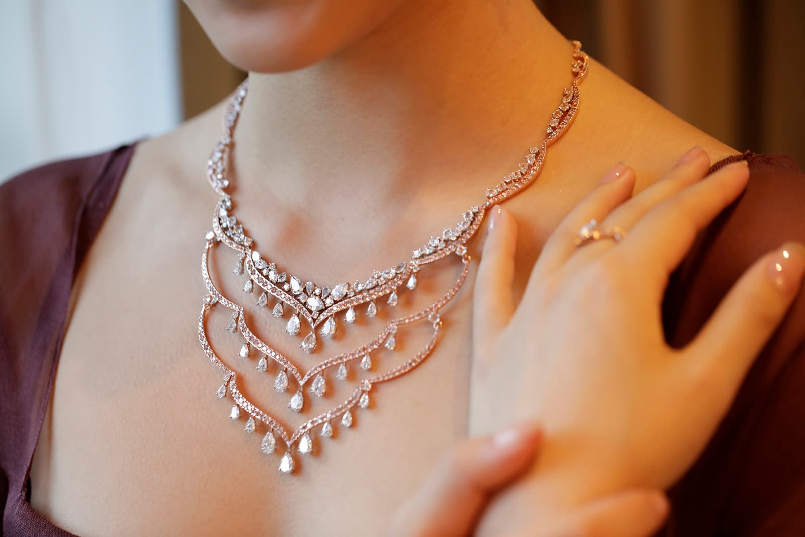  The three layered Haveli necklace captures the iconic shapes of the palatial arches on traditional townhouses in India