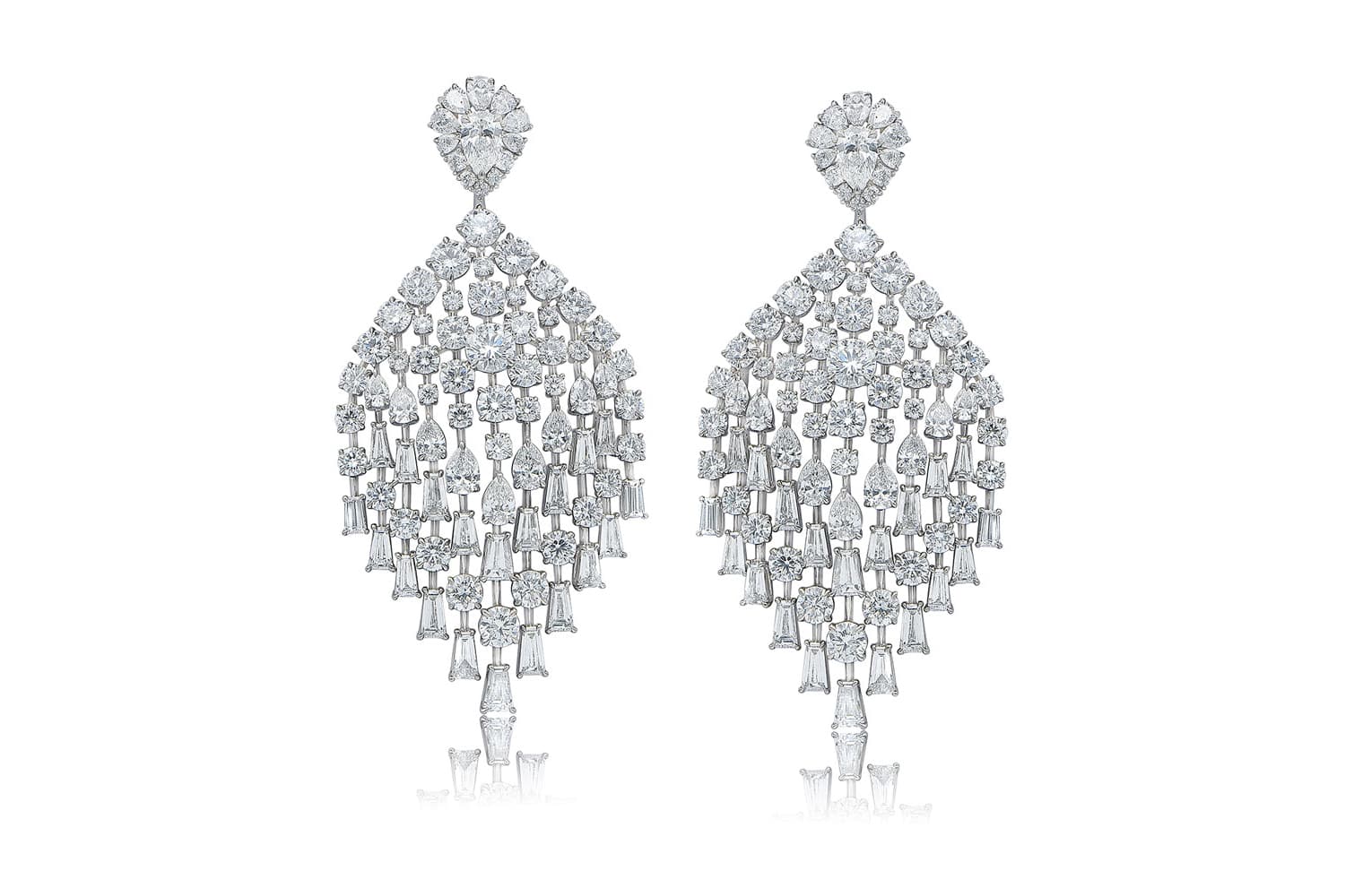 HARAKH GIA certified colourless diamond dangling earrings in 18 carat white gold