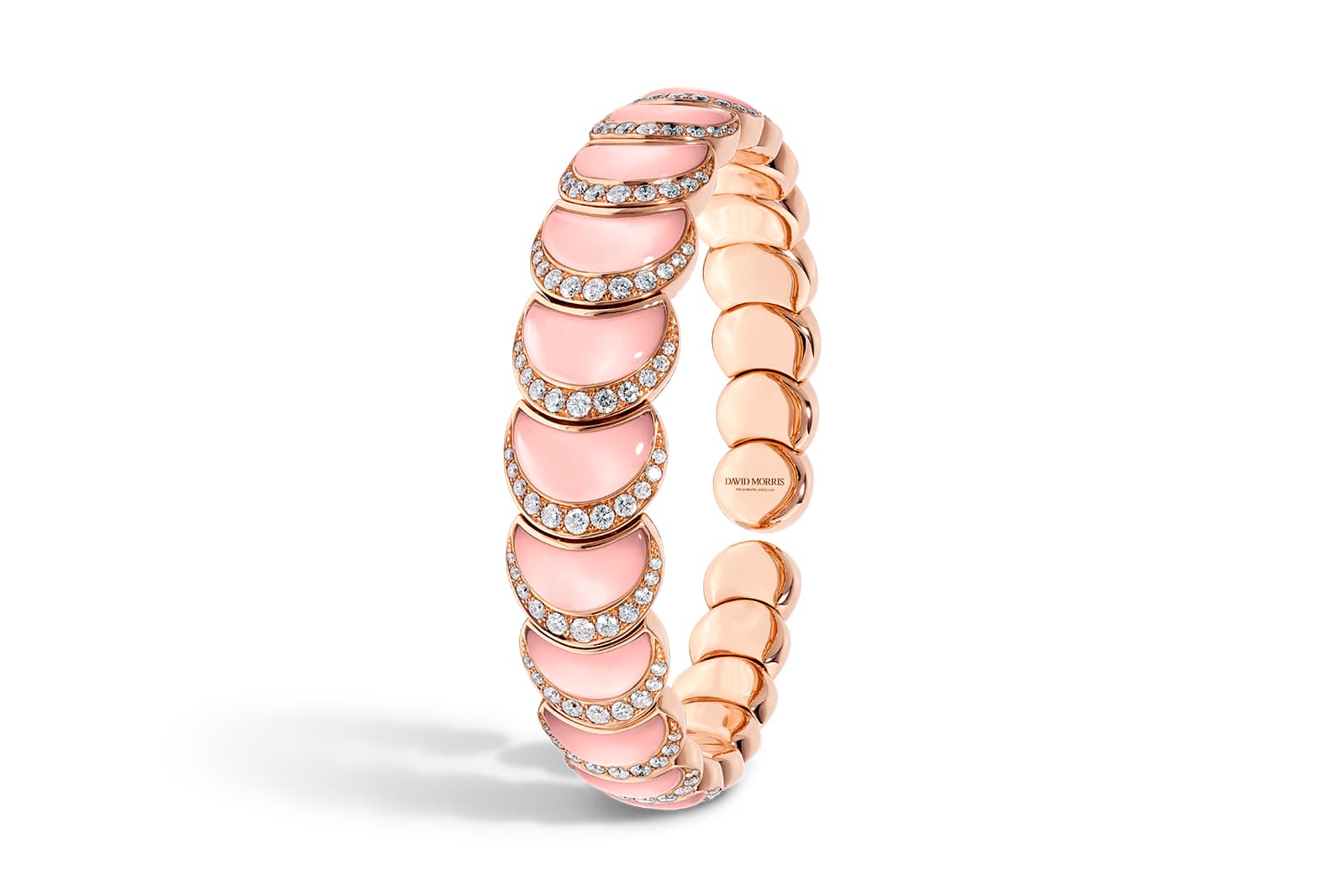  David Morris Fortuna Flexi-Bangle with pink opal and diamonds