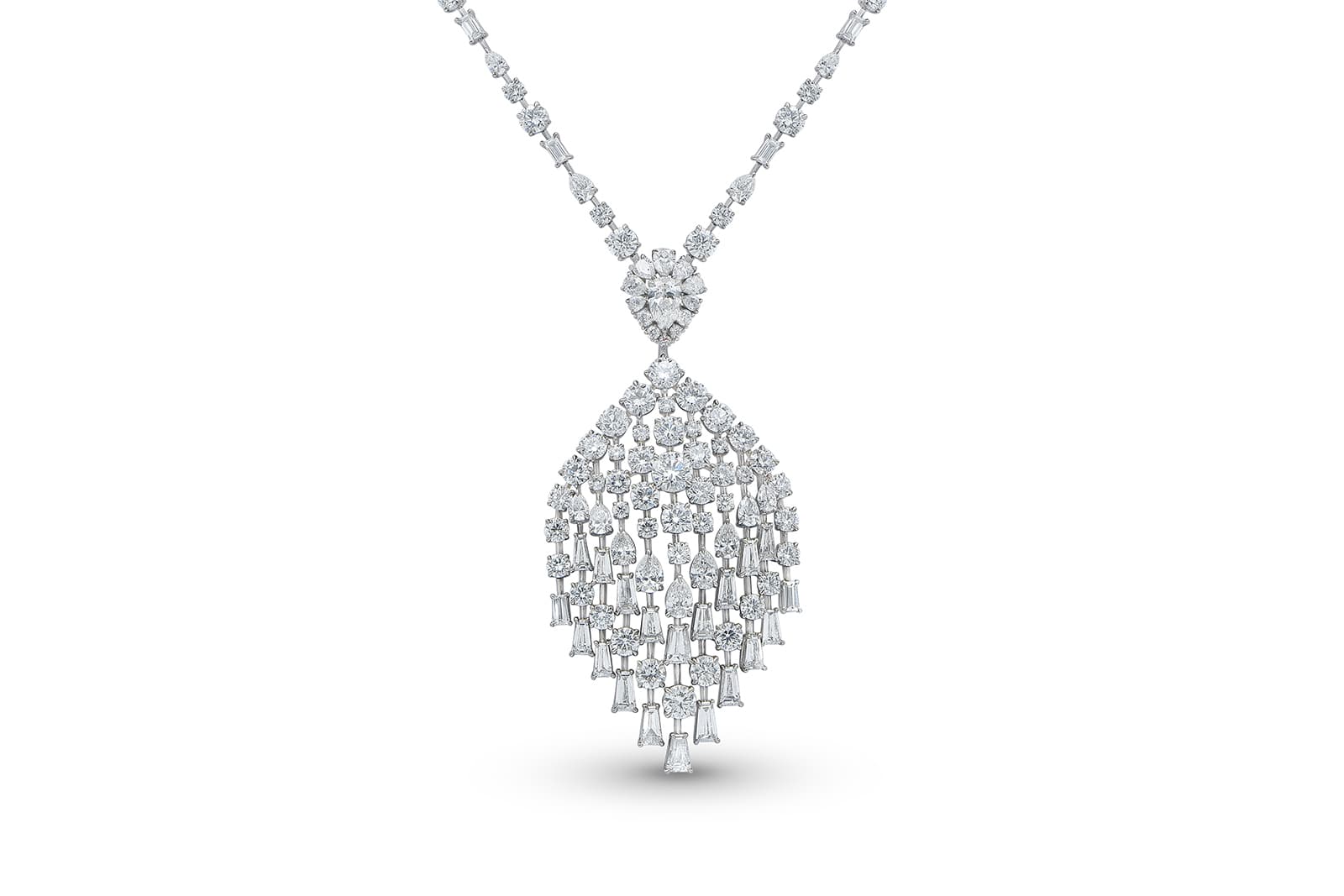  HARAKH GIA certified colourless diamond necklace in 18 carat white gold