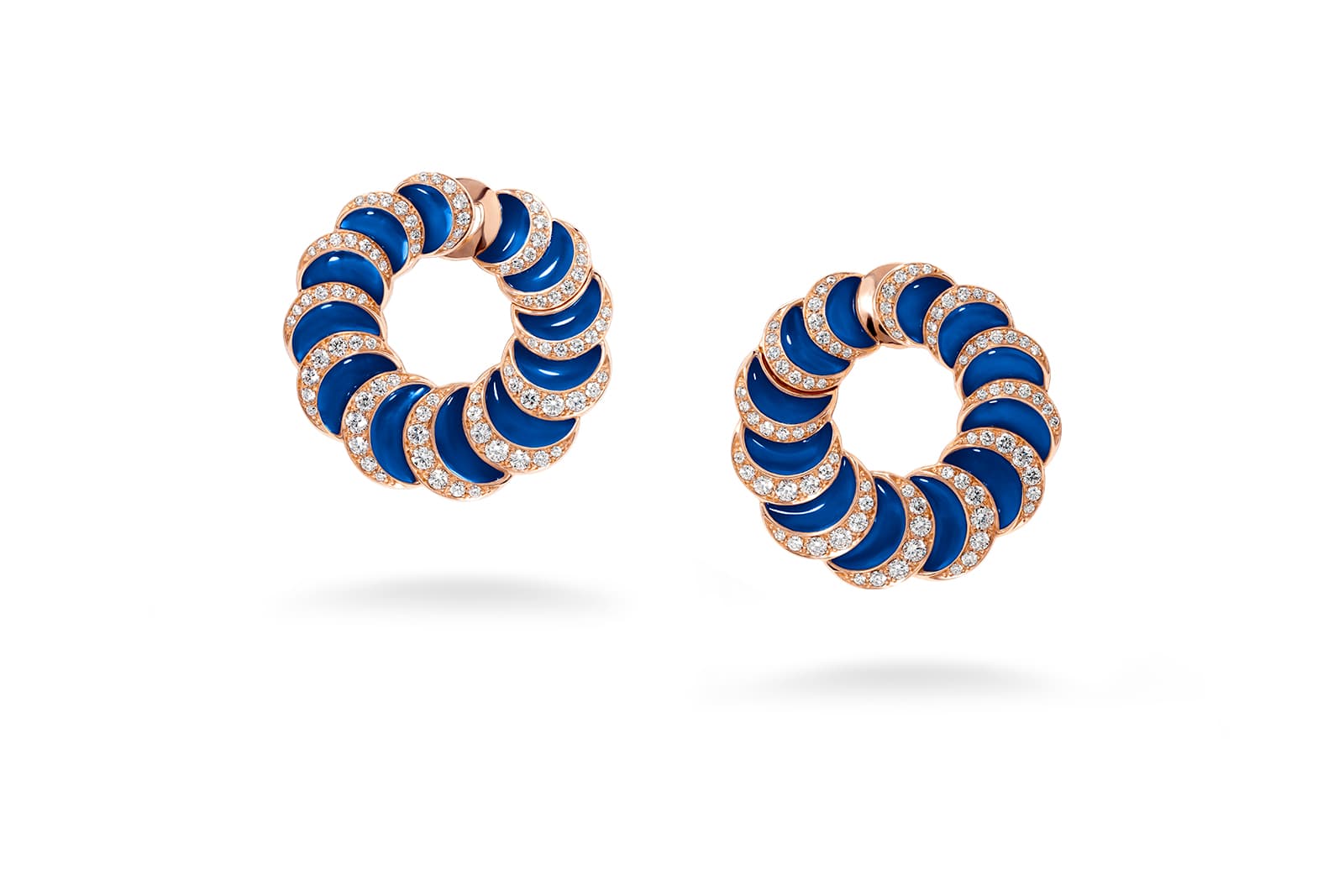  David Morris Fortuna Creole Hoop earrings in blue agate and diamonds 