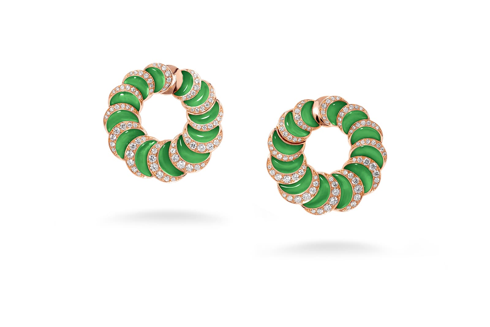  David Morris Fortuna Creole Hoop earrings with chrysoprase and diamonds