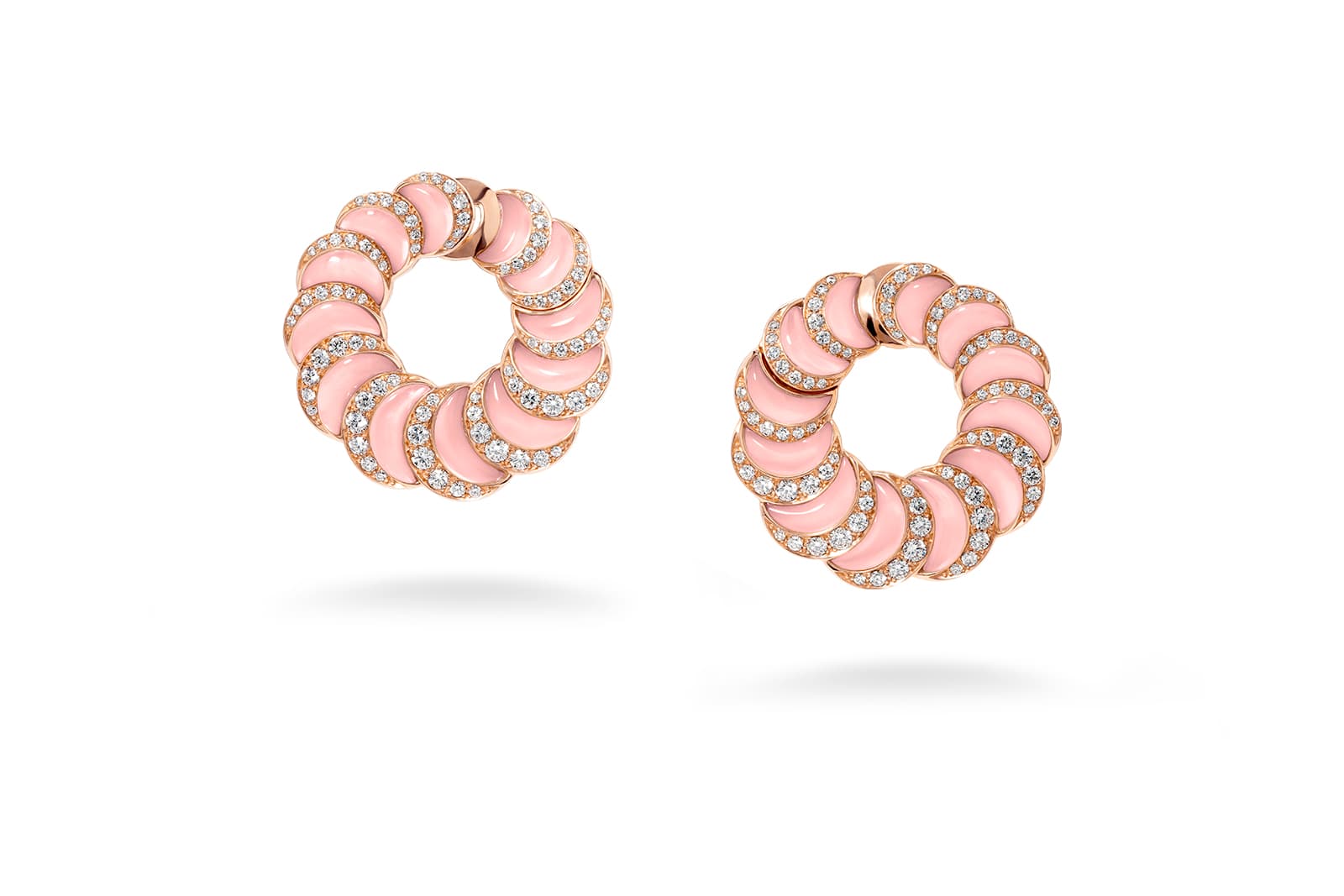  David Morris Fortuna Creole Hoop earrings with pink opal and diamonds