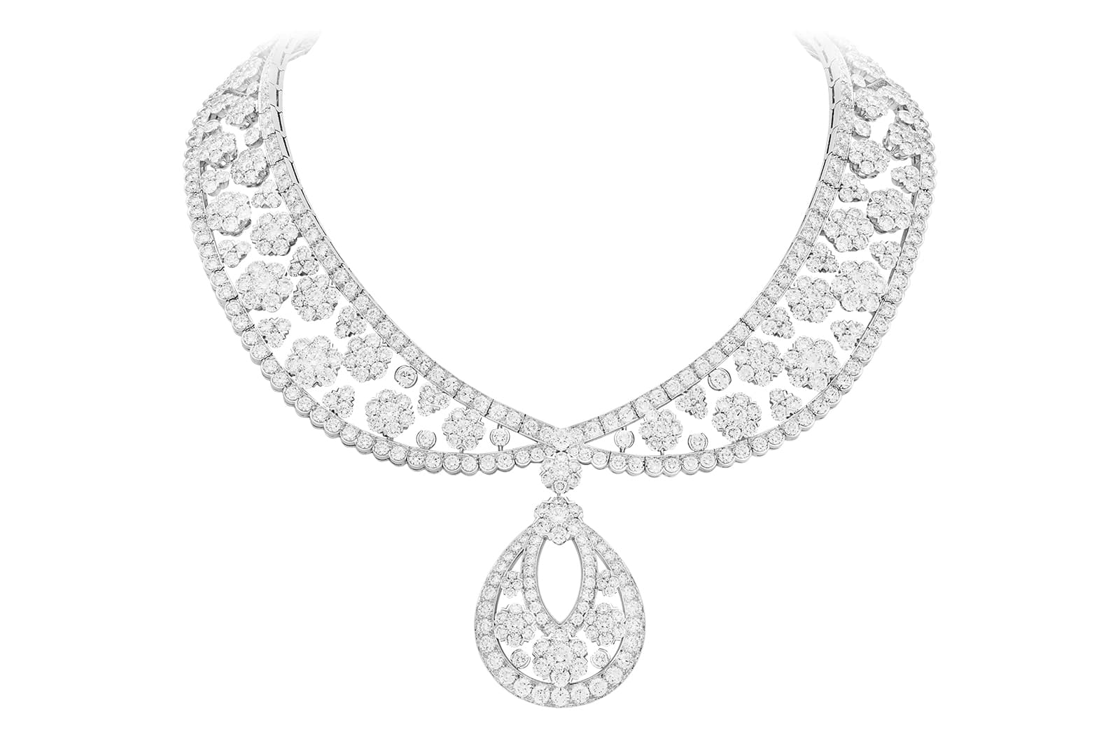  Van Cleef & Arpels Snowflake collerette transformable necklace in platinum 