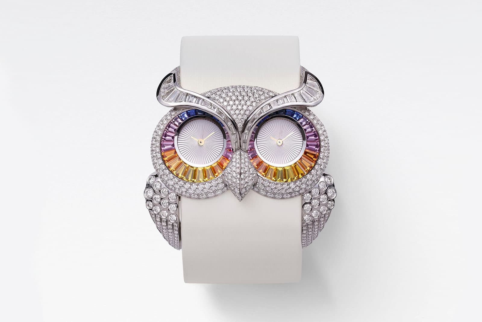  Chopard Owl timepiece with brilliant- and trapeze-cut diamonds and multi-coloured sapphires