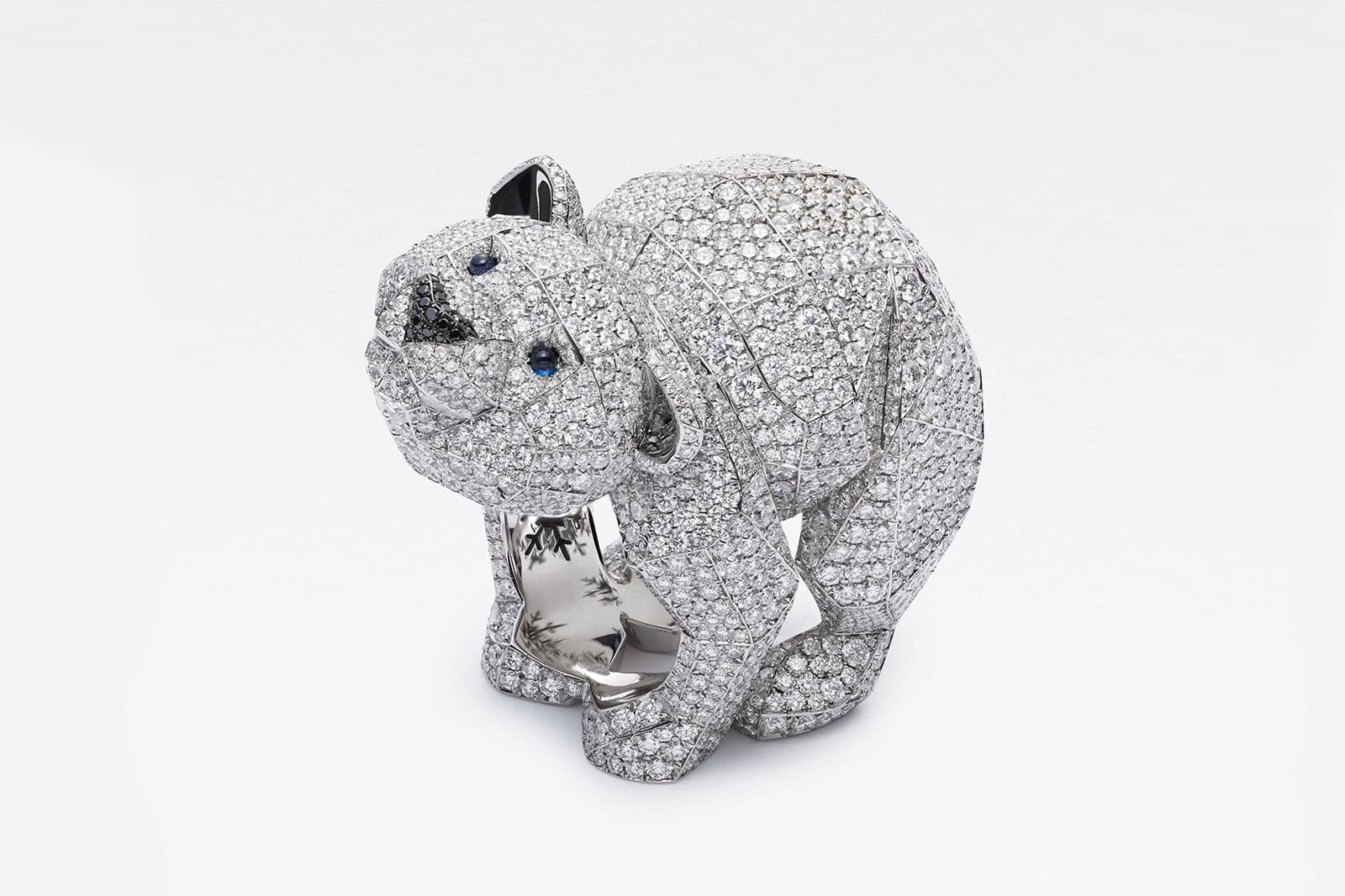  Chopard Polar Bear ring with 12.5 carats of diamonds and cabochon cut sapphires