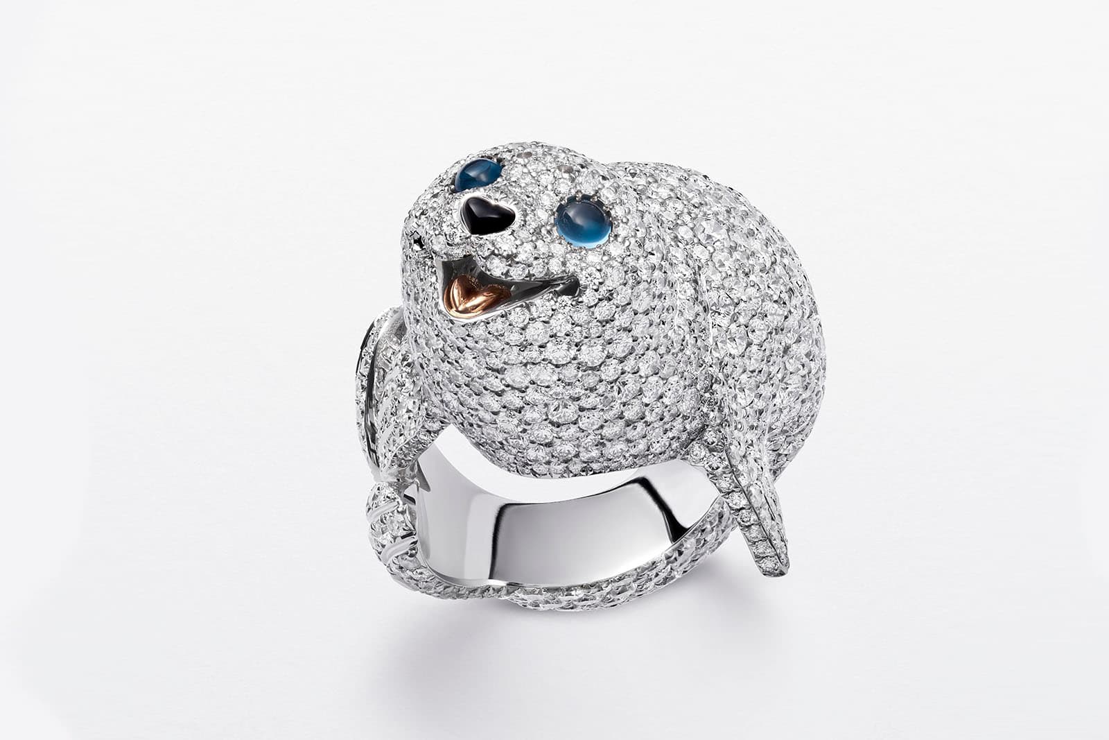  Chopard Seal ring with brilliant-cut white diamonds, coloured diamonds and cabochon topazes