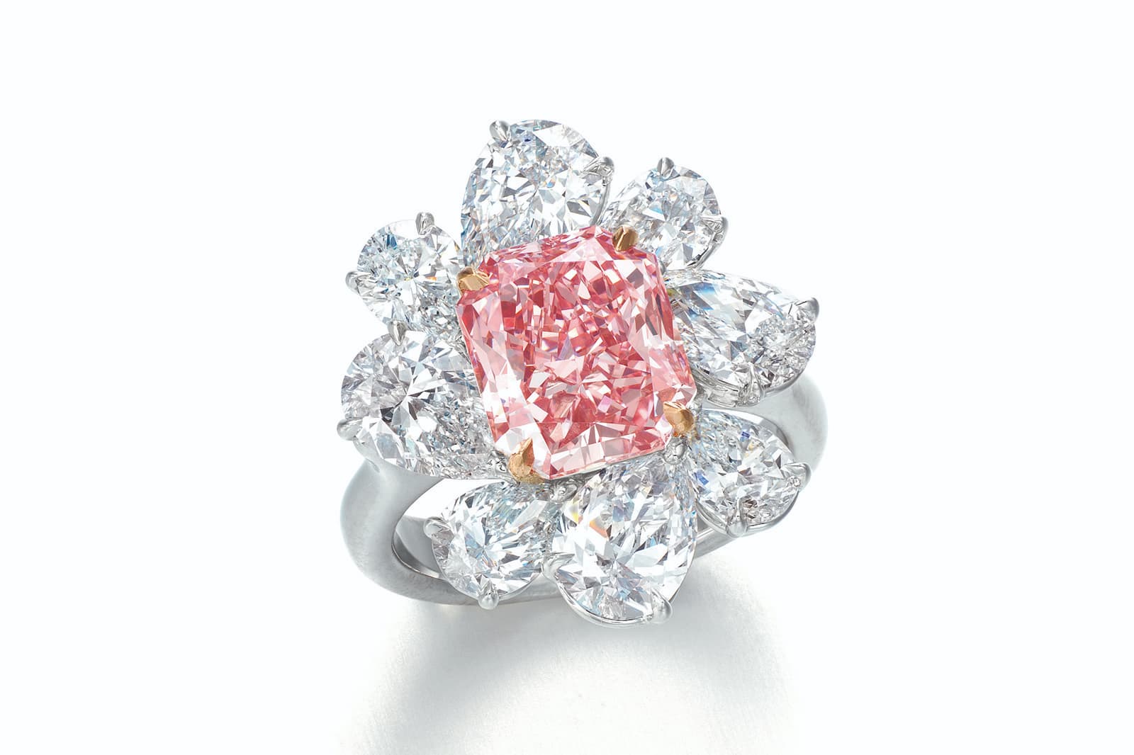  A 3.42 carat fancy vivid pink diamond ring by Ronald Abram