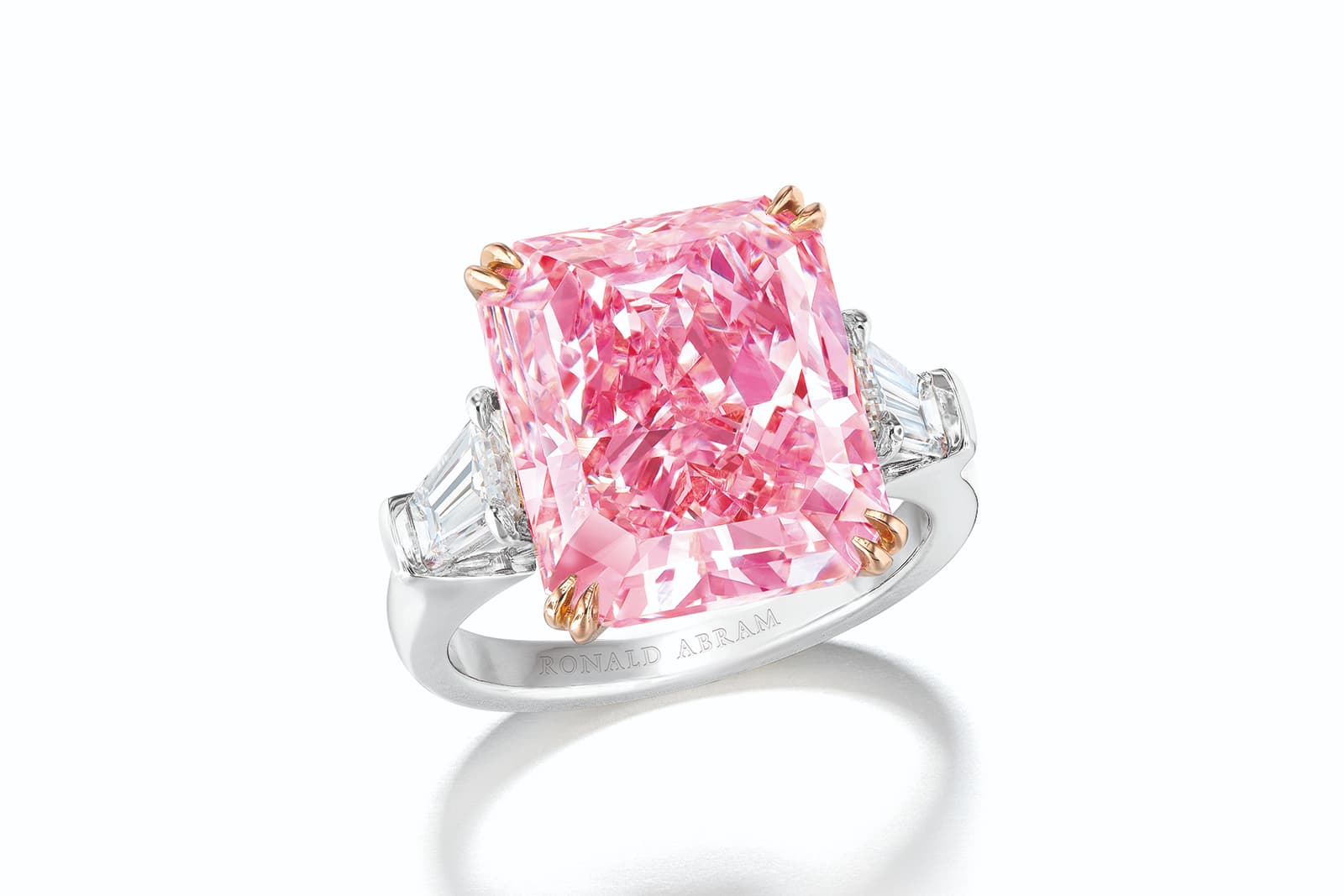 A 10 carat fancy intense purplish pink diamond ring by Ronald Abram