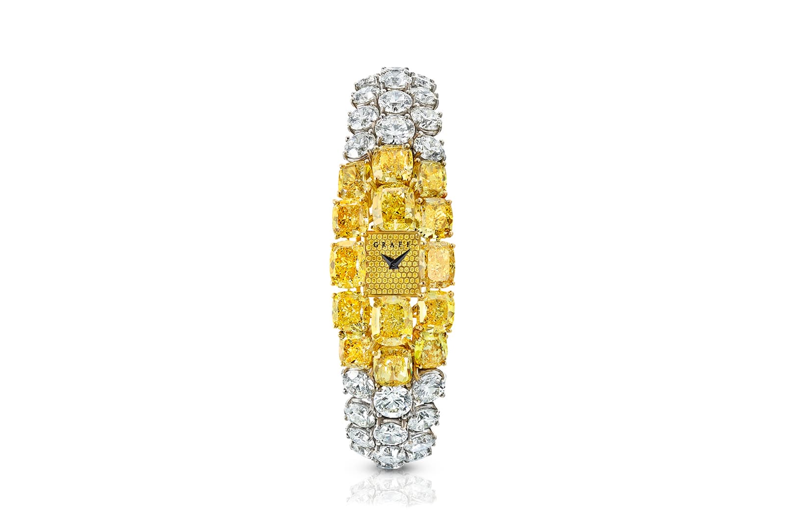  Graff high jewellery timepiece with yellow diamonds, white diamonds and a pavé set yellow diamond dial