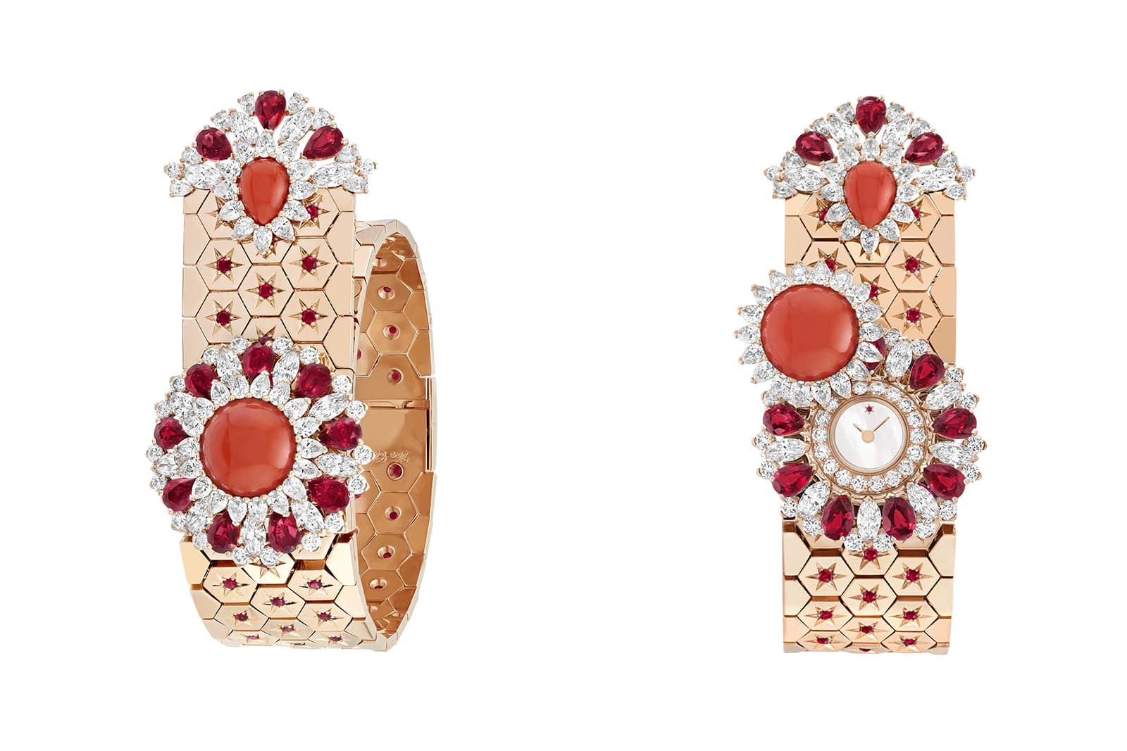  Van Cleef & Arpels Ludo Secret watch with rubies, coral, white mother-of-pearl and diamonds
