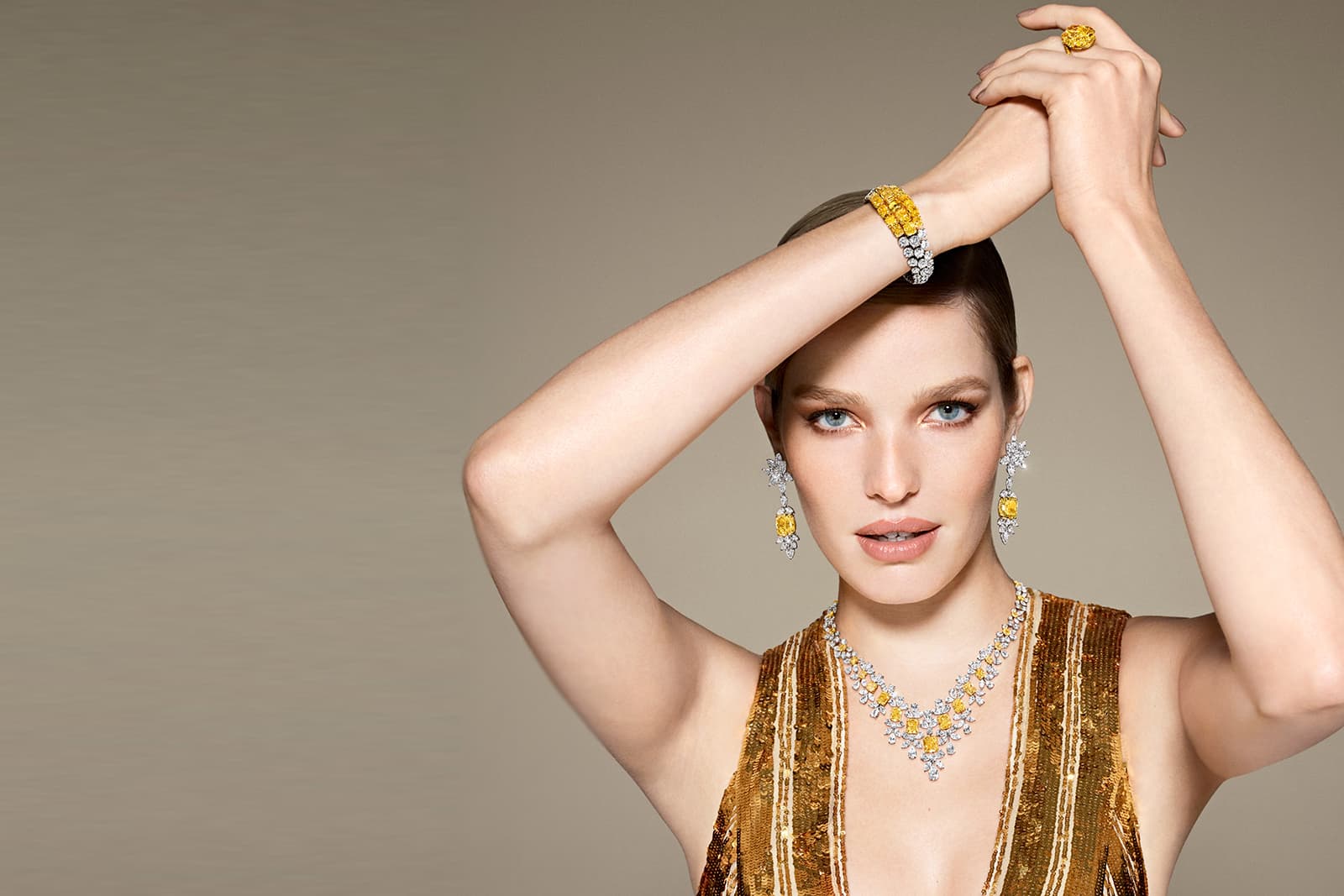 Graff high jewellery timepiece with 14 cushion-cut yellow diamonds