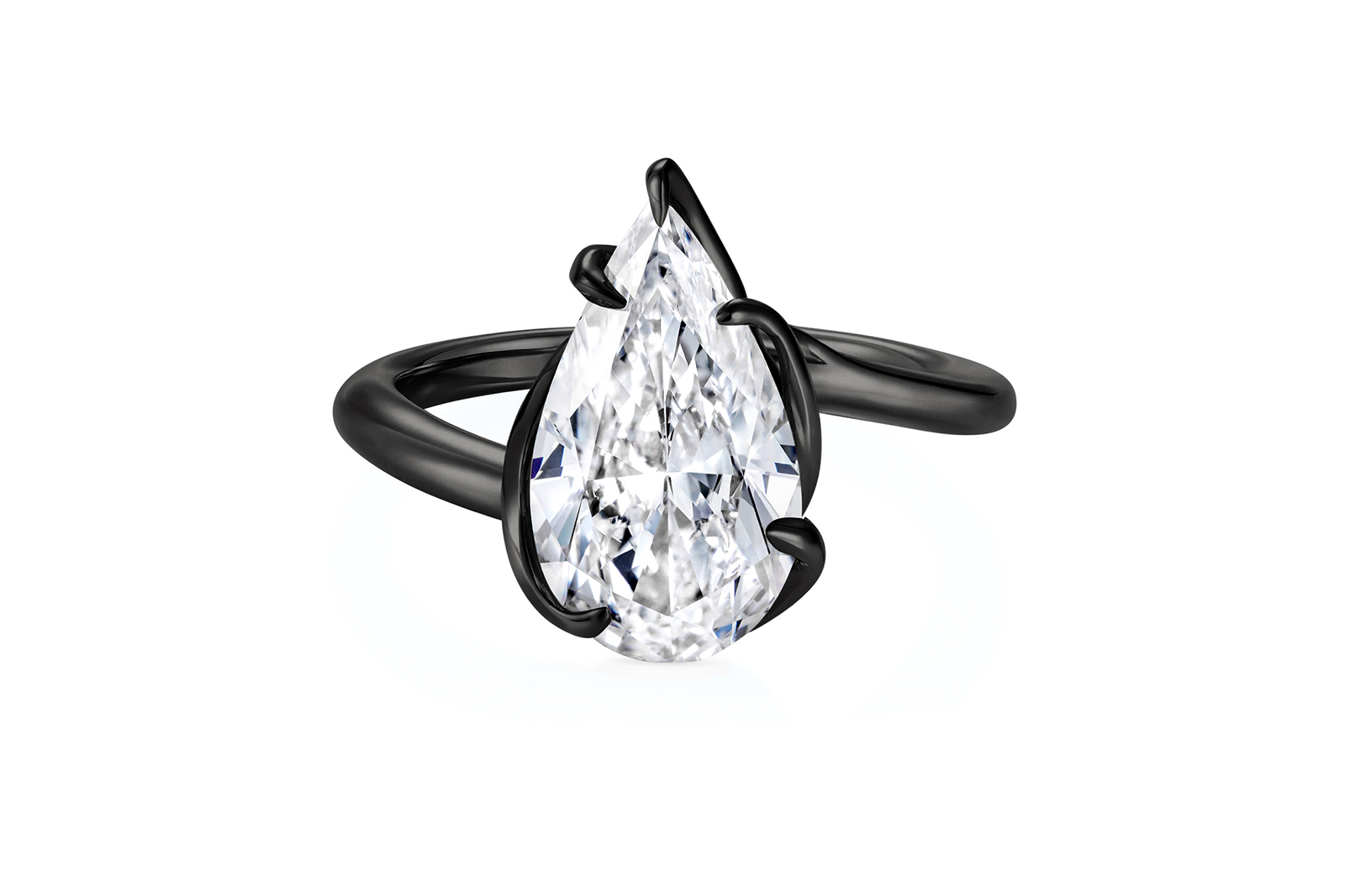  Thelma West Rebel Black pear-shaped diamond ring in black gold