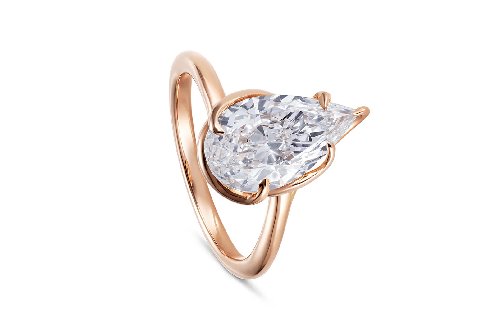  Thelma West Rebel Rose pear-shaped diamond ring in rose gold