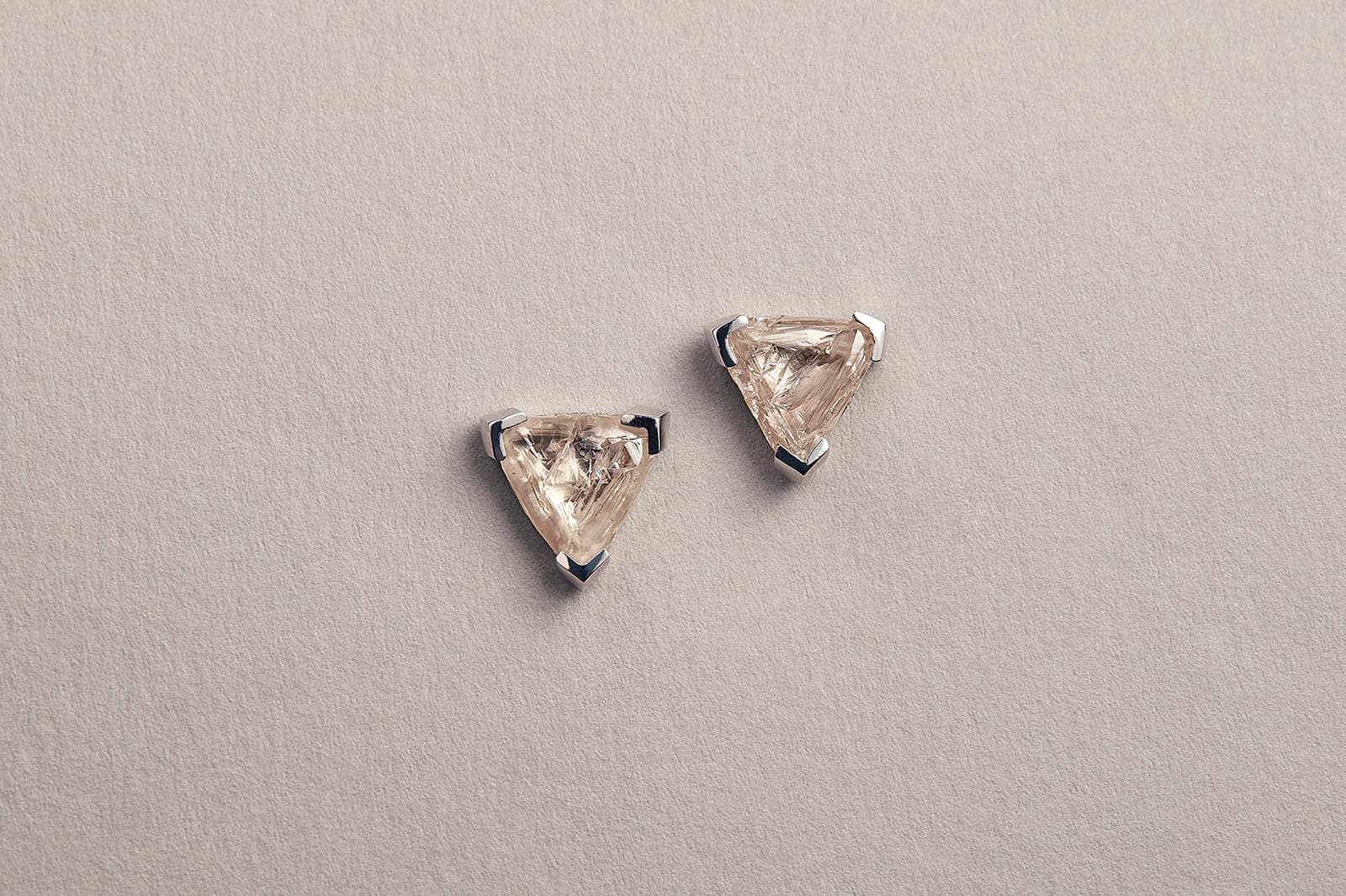  Melanie Georgacopoulos Triangle Stud Earrings from the Carats Collection with 2.84 carats of rough diamonds in 18ct white gold
