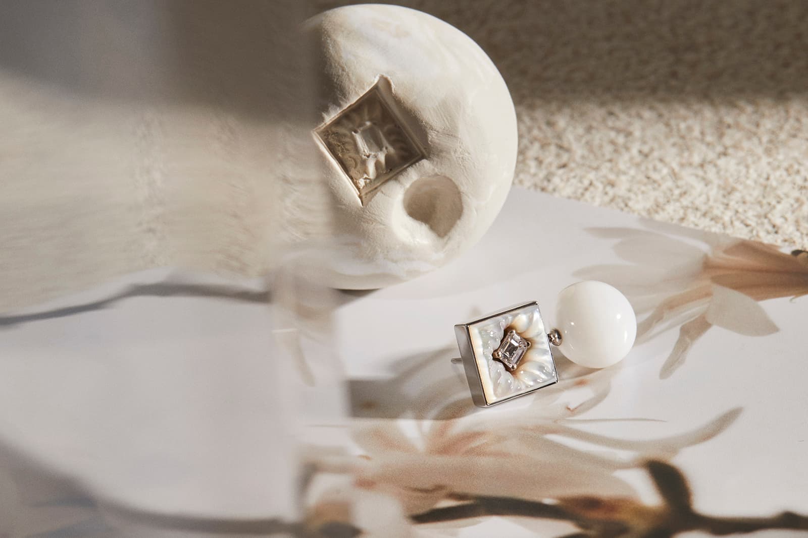  Melanie Georgacopoulos plays with soft and sharp forms in the Carats Collection using both mother of pearl and diamonds in innovative ways