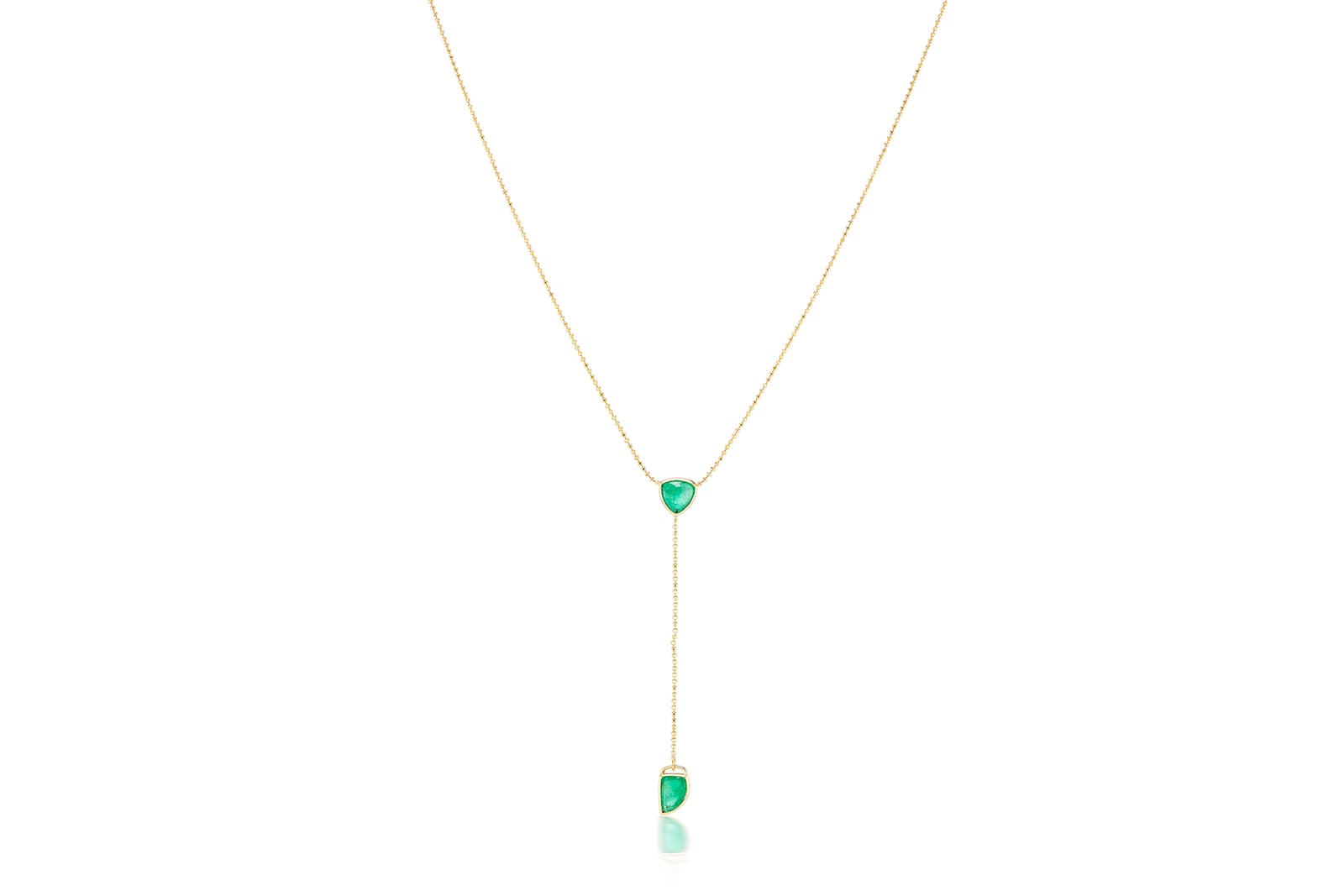  Michelle Fantaci Lariat necklace with 2.28 carats of Muzo cabochon emeralds 