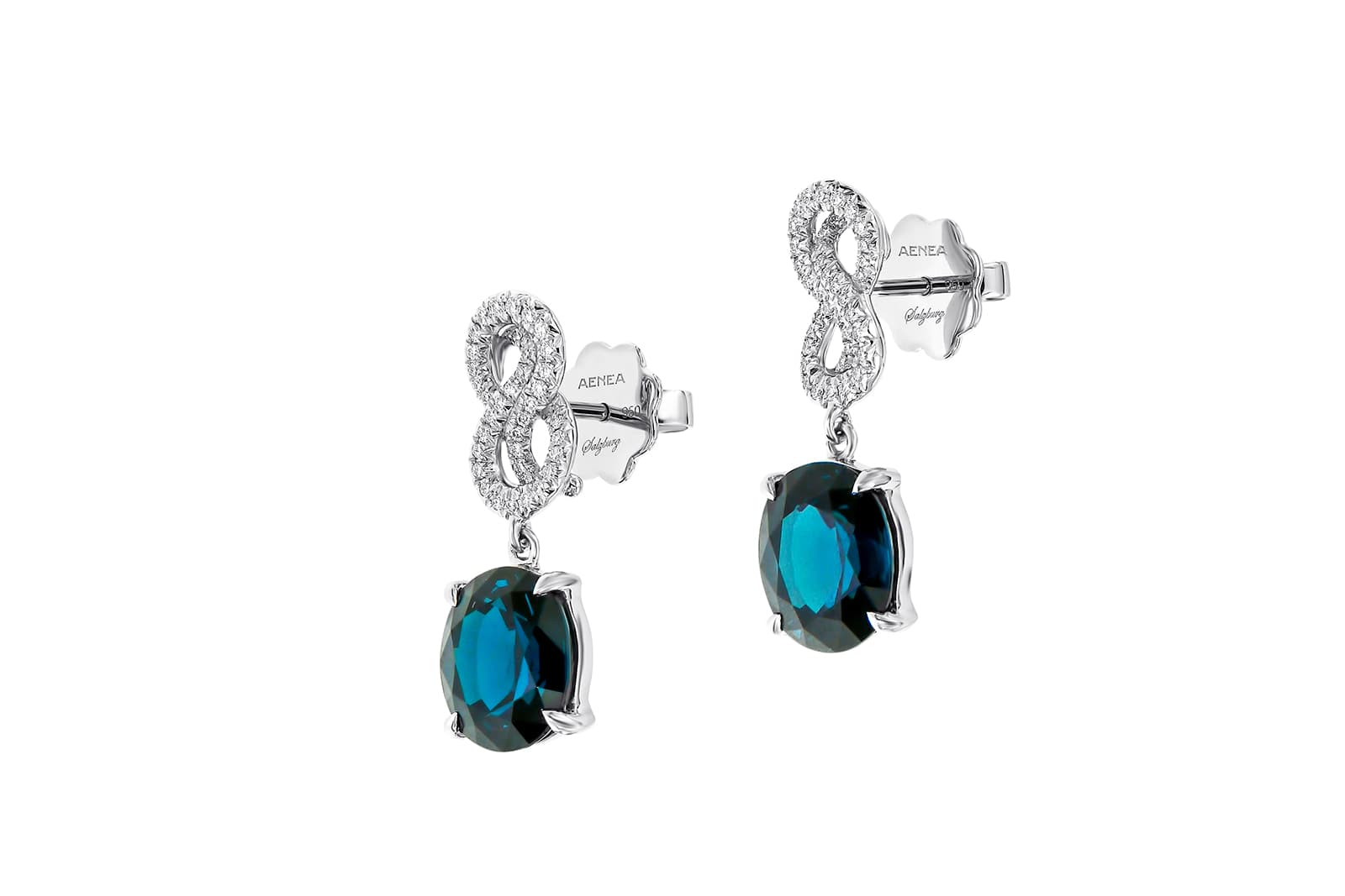  AENEA Sarpa collection gemstone drop earrings with diamond-set infinity studs