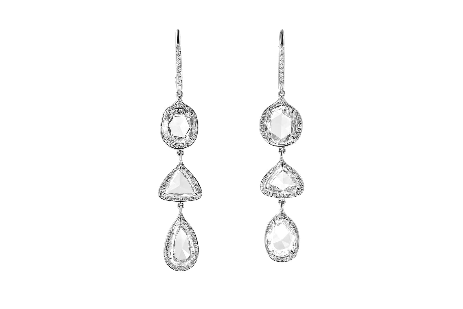  AENEA Candy collection rose-cut diamond earrings in platinum 